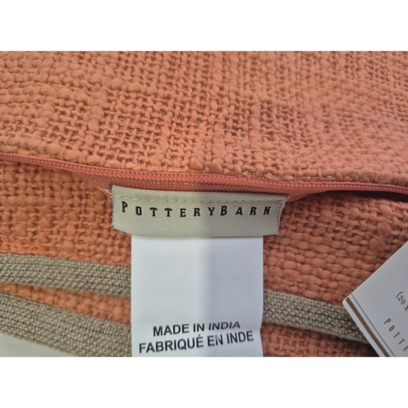 New Pottery Barn Basket Weave Cotton Pillow Cover Shams *In Marmalade* 20X20 - Picture 6 of 8